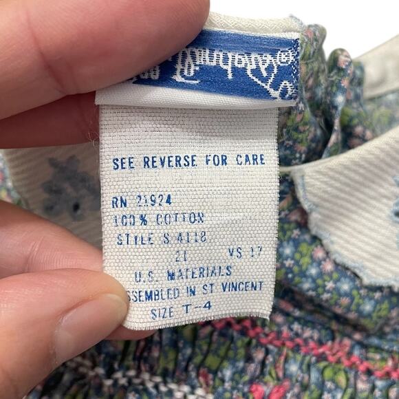 Vintage Polly Flinders Cotton Floral Embroidered Smocked Dress Cottage Size 4T - Picture 10 of 10
